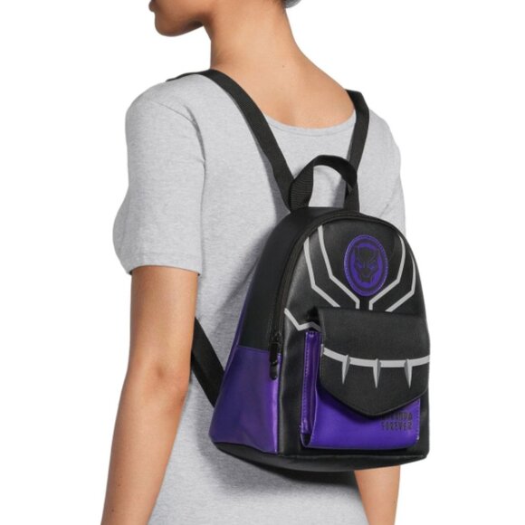 Marvel Black Panther Women\'s Mini Backpack Wakanda Forever Black and Purple main image 8